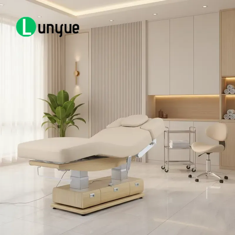 Wellness Spa And Massage - Luxury Beige Electric Facial Massage Bed