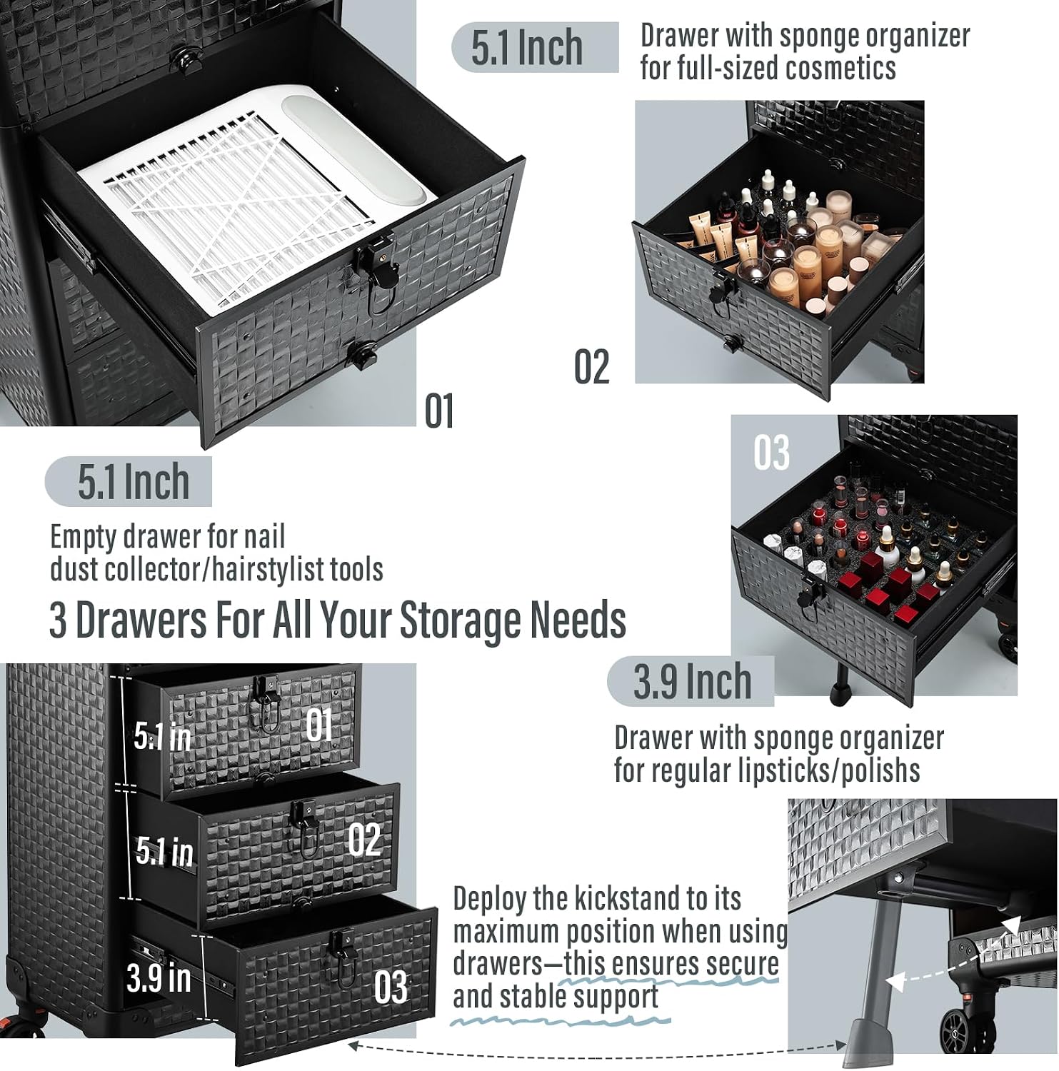 Rolling Salon Cart with 3 Draw - Spa & Wellness Paradies Braunschweig recension och pris